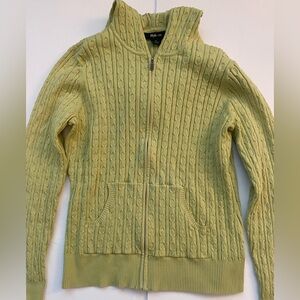 Y2K Style & Co green cable knit zip up
